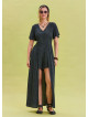 Flounce Sleeve Shorts Detailed Anthracite Women's Jumpsuit 4488